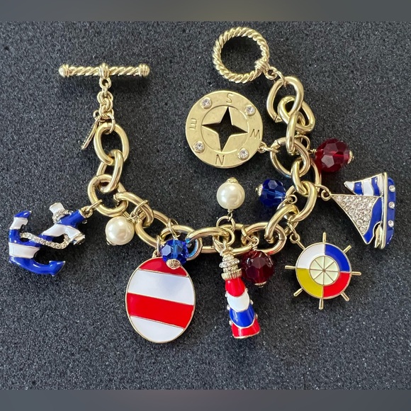 HEIDI DAUS 🆕 “Ahoy There” Toggle Chain Charm Beaded crystal & enamel Bracelet - Picture 6 of 7